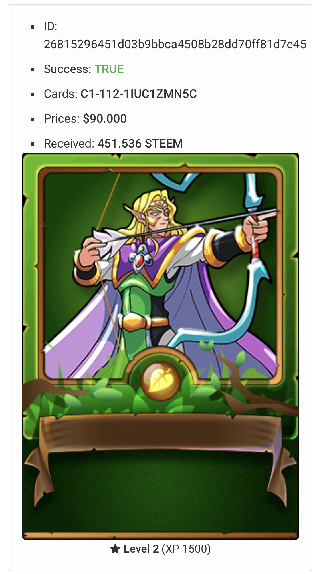 [Steem Monsters] Prince Rennyn was sold