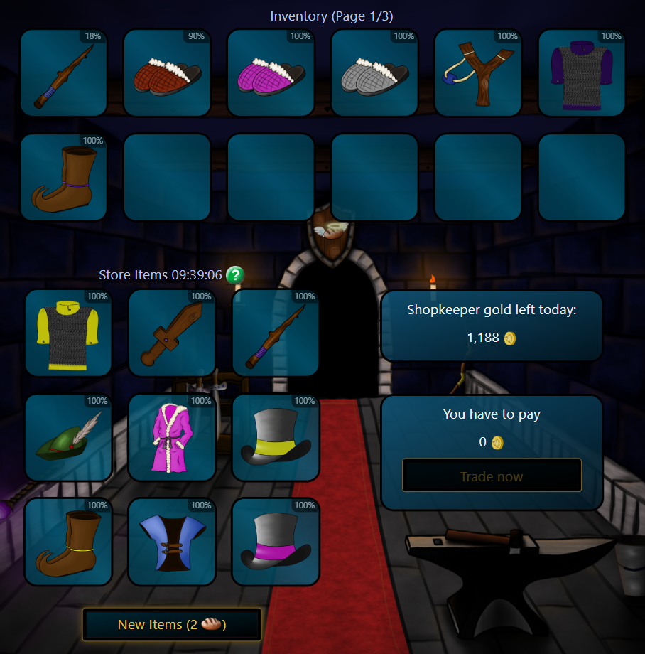 "Item Store" menu