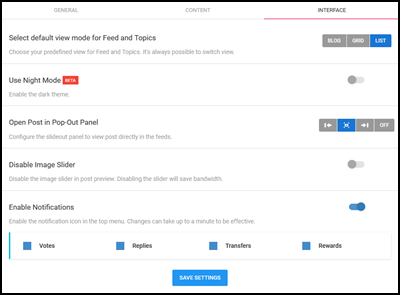 steempeak-settings-interface