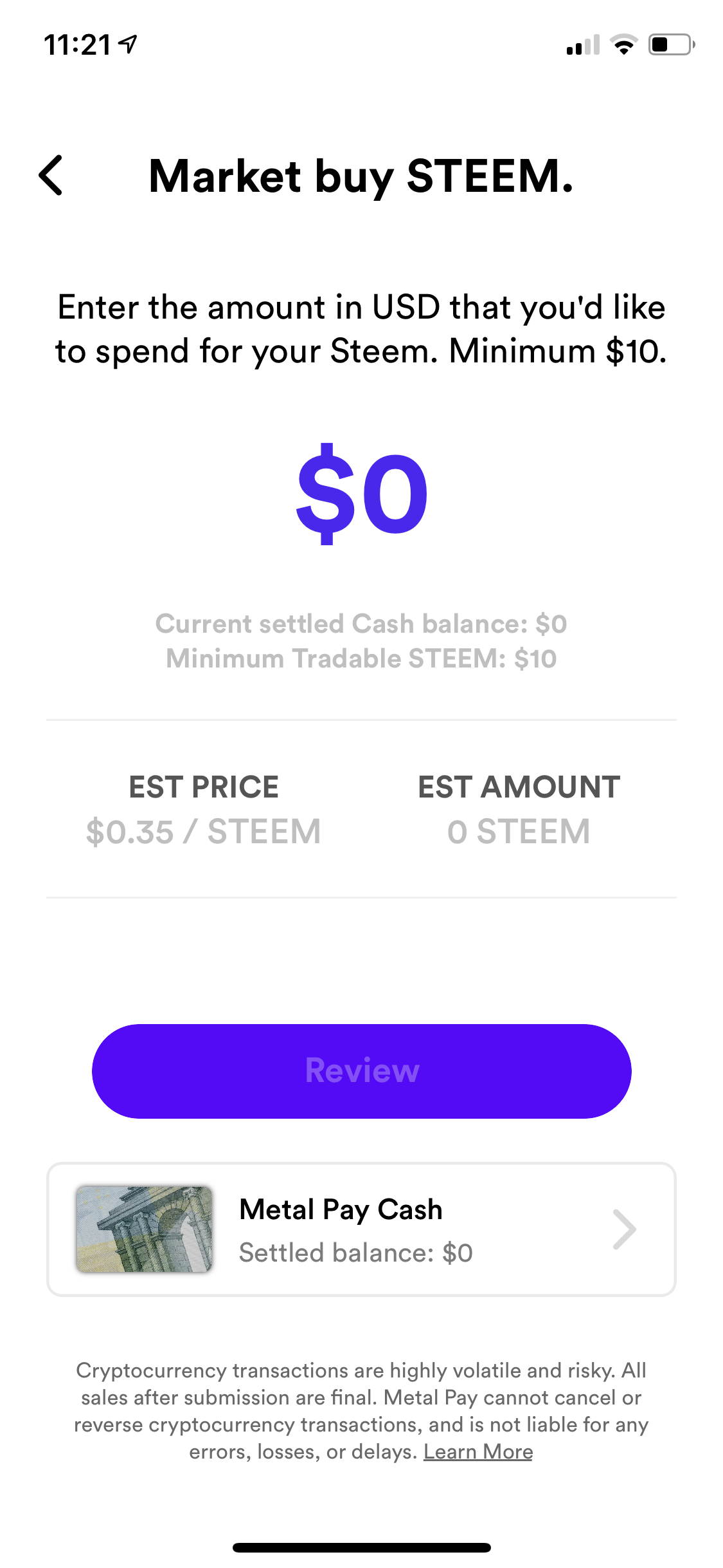 支持STEEM/USD的手机钱包Metal Pay